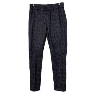 Soft Surroundings Denim Medium Blue and Olive Print Pull On Metro Legging‎ Jeans